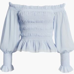 NWT - AllSaints Light Off-The-Shoulder Peplum Top in Gentle Lavender